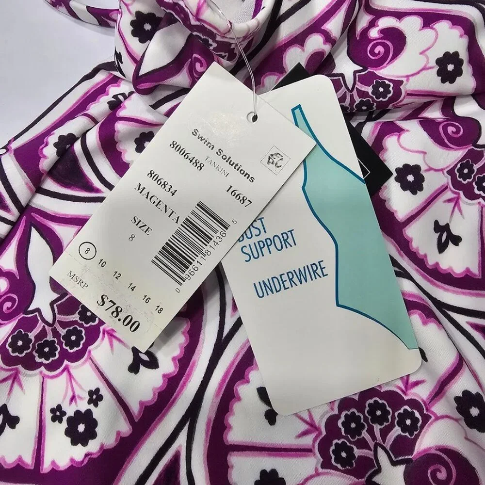 Swim Solutions Tiletale V-Neck Tankini Top - Picture 7 of 9